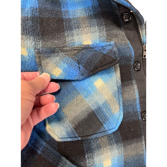 Maxxsel Mens Sherpa-Lined Buffalo Plaid Jacket Blue/Black XL SKU 9337 - Picture 7 of 16